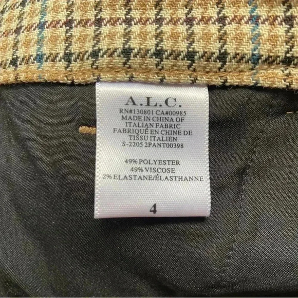 NWT A.L.C. Edwin Split Hem Check Plaid Pants size 4 - Picture 8 of 10